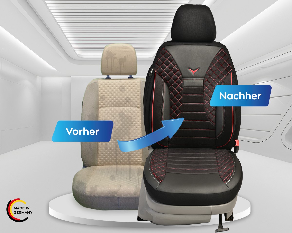 Sitzbezüge passend für VW Polo Schwarz Beige Kariert G. Butti