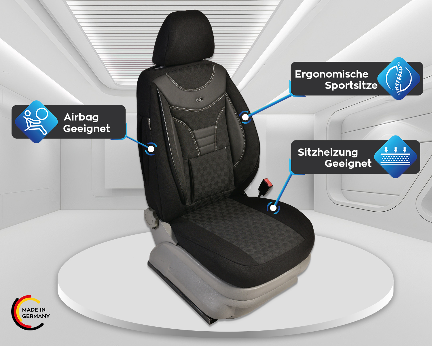 ▷ Sitzbezüge passend für Peugeot 2008 ab Bj. 2020 in Schwarz/Zimt