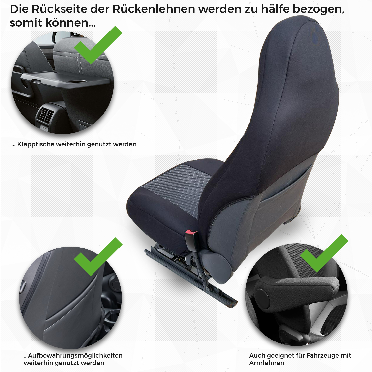 Sitzbezüge passend für ADRIA Wohnmobil (Schwarz-Grau) Pilot 3.1